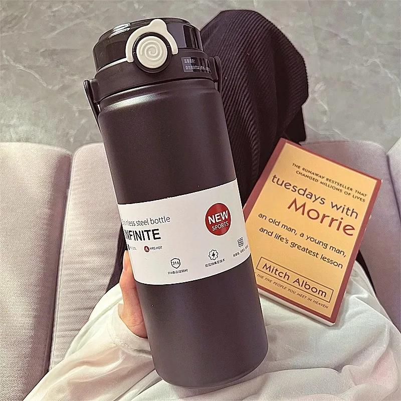 1.2L Large Capacity Thermo Bottle with Straw Stainless Steel Thermal Water Bottle Keep Cold and Thermos Cup Vacuum Flask