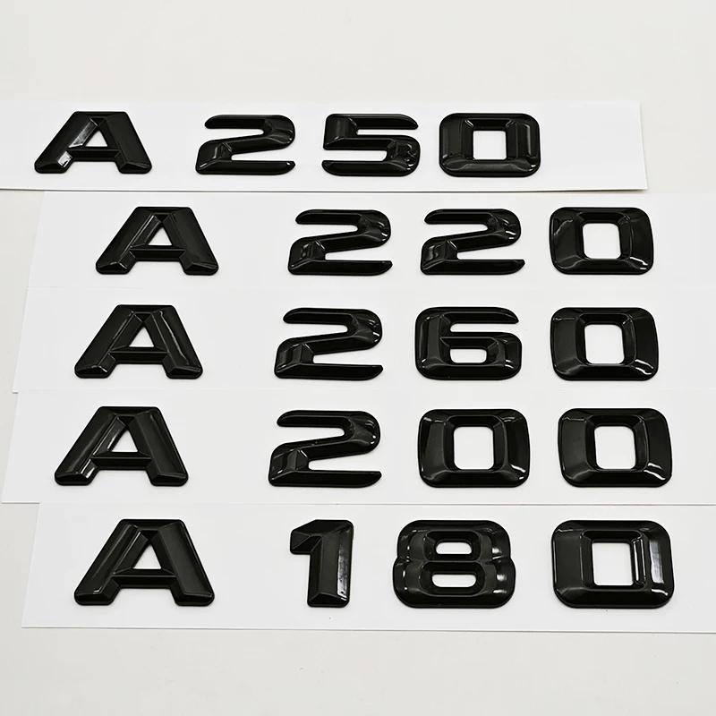 3D ABS Black Car Letters Logo A180 A220 A260 Badge Rear Trunk Emblem Decals For Mercedes Benz A Series A180 A200 A250 A260 W177