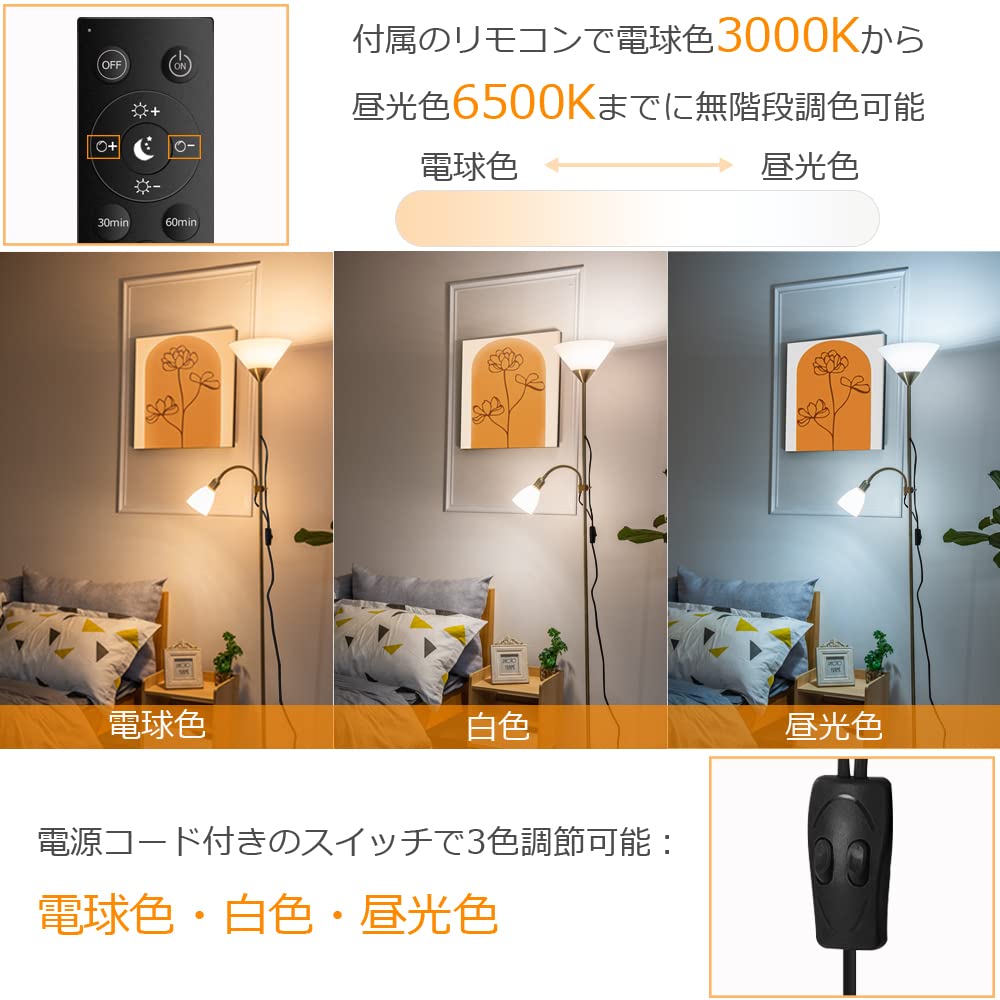 Торшер Arayuru, Светодиодный торшер, Внутреннее освещение, Непрямое освещение, Напольный светильник, Форма факела, Скандинавский стиль, Стильный, Простой, В комплекте 2