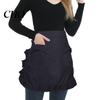 Housework Apron Half with Butterfly Bow & Pockets Lace Hem Waist for Kitchen Retro Style Coffee Shop Bistro Adjustable Ties Cafe Server Waitress Home