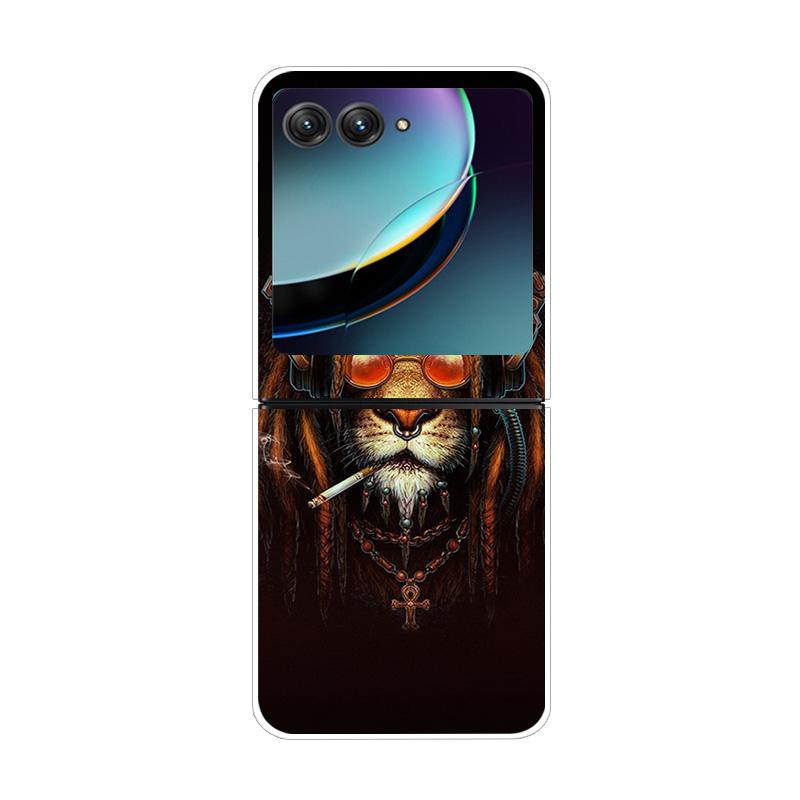 Чехол для Moto Razr40 Ultra 5G Пластиковый Волк Лев Мраморный Жесткий Задний Чехол из ПК для Motorola Razr 40 Ultra Razr+ Razr4 2023 Capa