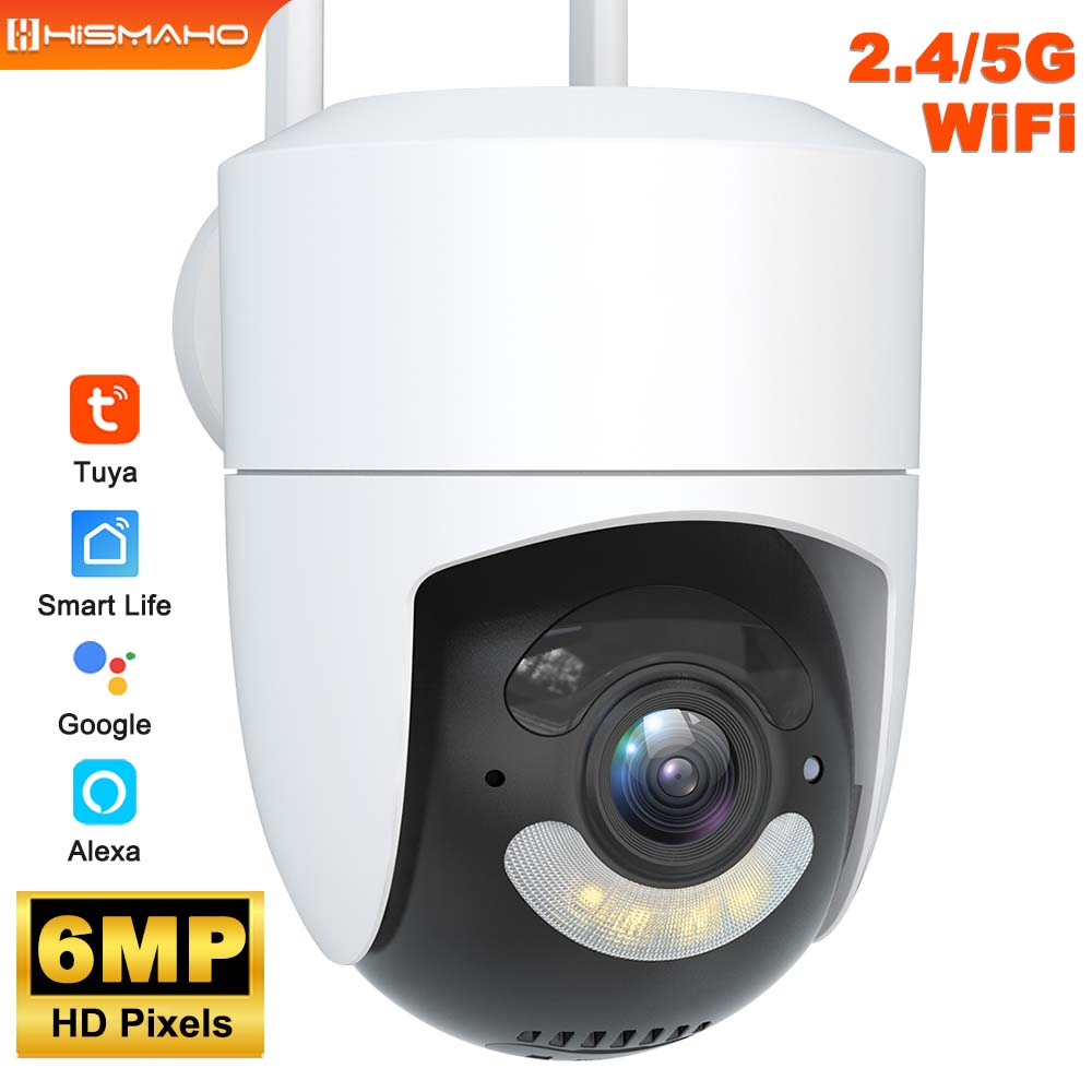 Tuya 6MP IP-камера 2.4G 5G WiFi Alexa Google Home Наружная Защита Безопасности CCTV Видеонаблюдение Детекция движения NVR