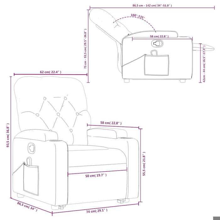 VidaXL Fauteuil inclinable de massage Crème Similicuir 3204780