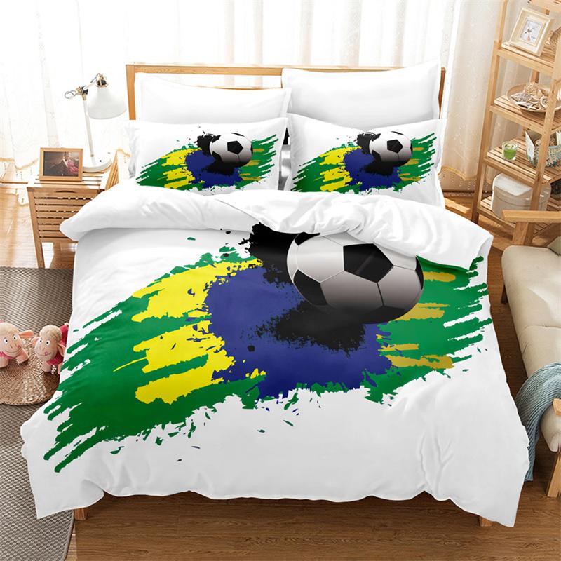 Футбол Постельное белье для мальчиков Спортивный пододеяльник Комплект постельного белья King Size Комплект одеяла для молодежи Модный комплект постельного белья Постельный комплект