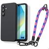 Case for Samsung Galaxy A16 5G/4G, Shockproof Black Silicone with Removable Tricolor Wristband