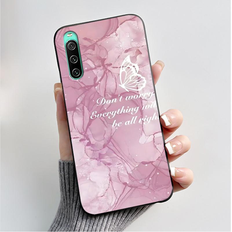 For Sony Xperia 10 VI V IV III II Case Luxury Fashion Butterfly Flowers Soft Black TPU Cover Ultrathin Shockproof Shell Fundas