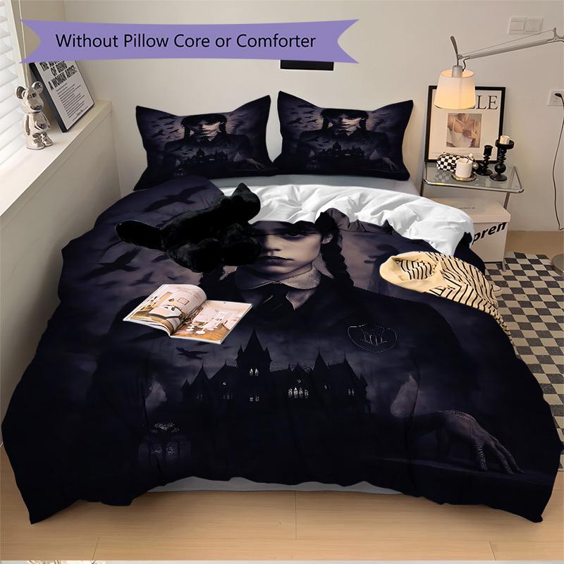 3pcs Wednesday Addams Duvet Cover Set, 1 Duvet Cover + 2 Pillowcases (No Insert), High-Definition Print, Home & Dorm Set yy251208072