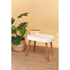 Wooden Leg Decorative Oval Bench-tedy Fabric Living Room and Sitting Room Pouf-Make-up Table Pouf White
