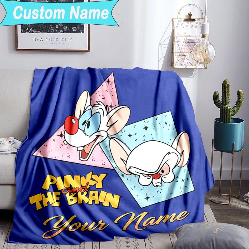 Custom Name Blanket Pinky Brain Adventure Blanket Bedding Blanket for Travel, Camping, Living Rooms, Offices, Sofas, Fan Christmas gift