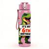 1PC It Is My 6th Birthday Dinosaur Figure 750ml Color Plastic Water Bottle Leakproof Flip Straw Lid For Sports Office Home Use