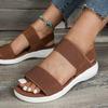 Large Size Casual Women's Sandals Elastic Fish Mouth Flying Woven Wedge Heel Sandals Women's New Summer Models
