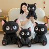 Glaring At the Cute Black Cat Plush Toy Doll Cute Lucky Cat Doll Giving Girls Companionship Gifts