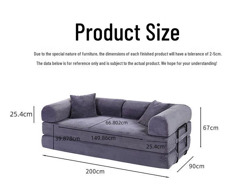 High-Density Corduroy Convertible Sofa Bed for Small Living Rooms
