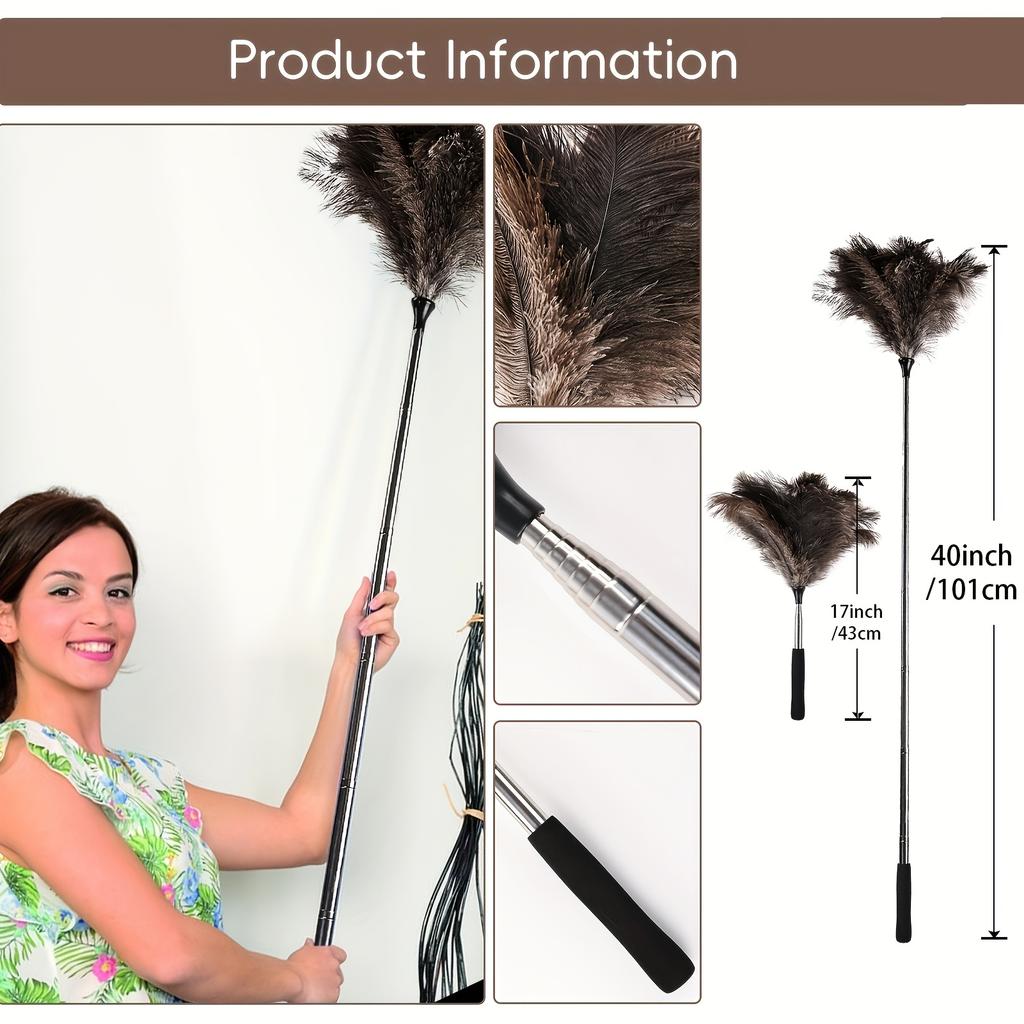 Раздвижная метелка из перьев, многоразовая, 1 шт., метелка из перьев с телескопической ручкой, инструмент для уборки потолочных вентиляторов, люстр, жалюзи, мебели