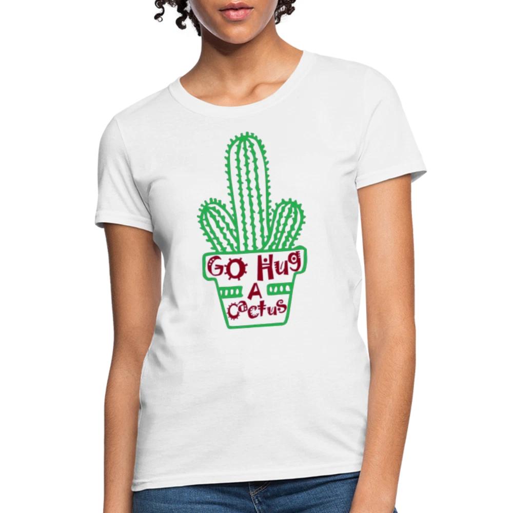 Go Hug A Cactus Women's 100% Cotton T-shirt Mens Tees Top