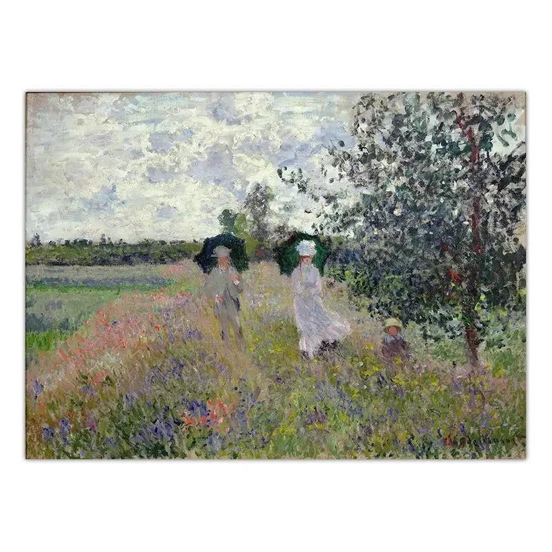 Vintage Spring Poppy Field Canvas Wall Art  Retro Decorative Painting for Living Room  Bedroom  Classic HD Print Poster  Home De