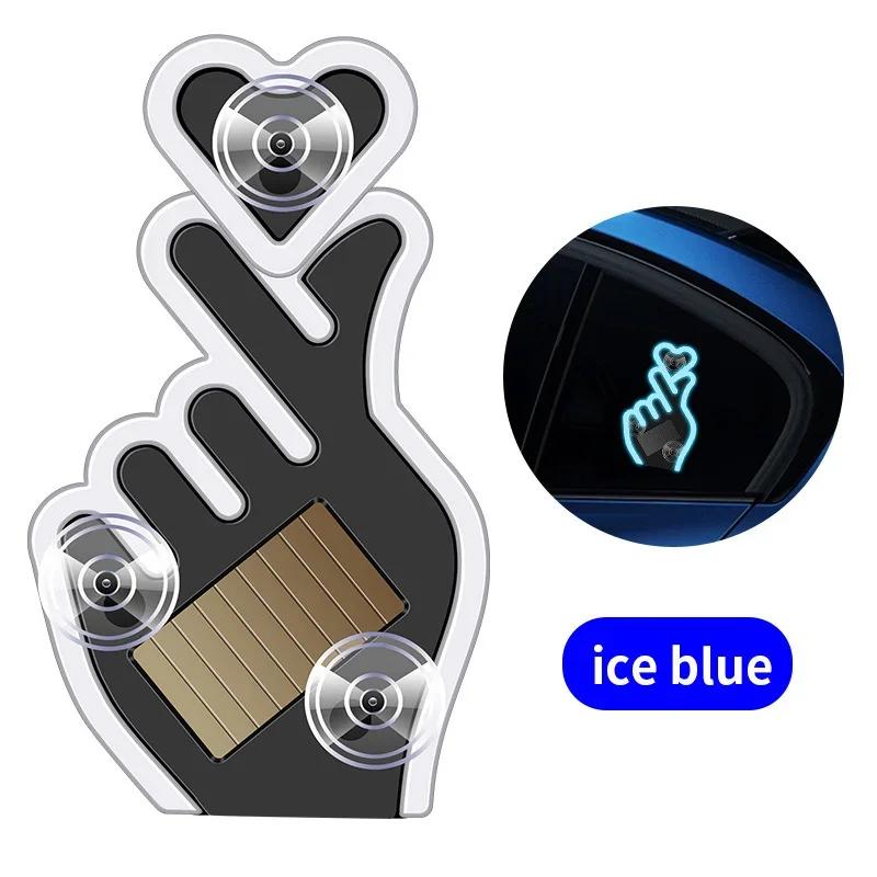 Creative Fun Heart Lamp Car Interior Windshield LED Decorate Lamp Hand Gesture Sign Light 5V USB & Solar Powered No-Wire Heart Neon LED Light