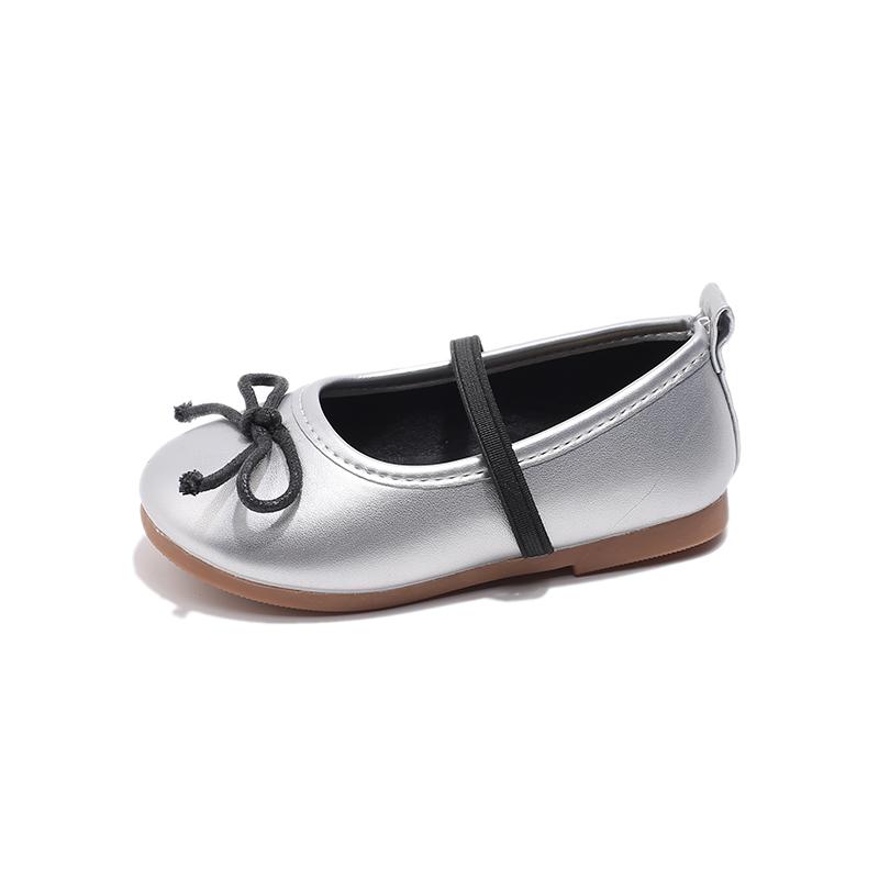 Girls Leather Shoes for Party Wedding Kids Flats Moccasins Shoes with Bow-knot Round Toe Soft Sole Children Princess Shoes