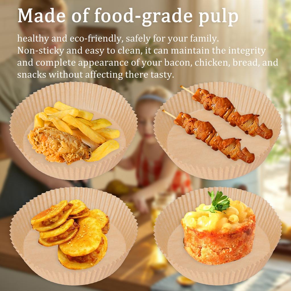 Air Fryer Disposable Paper Liner Mat Wood Pulp Steamer Round Paper Liners Barbecue Oven Baking Cooking Non-Stick Oil Paper Kitchen Pan Pad