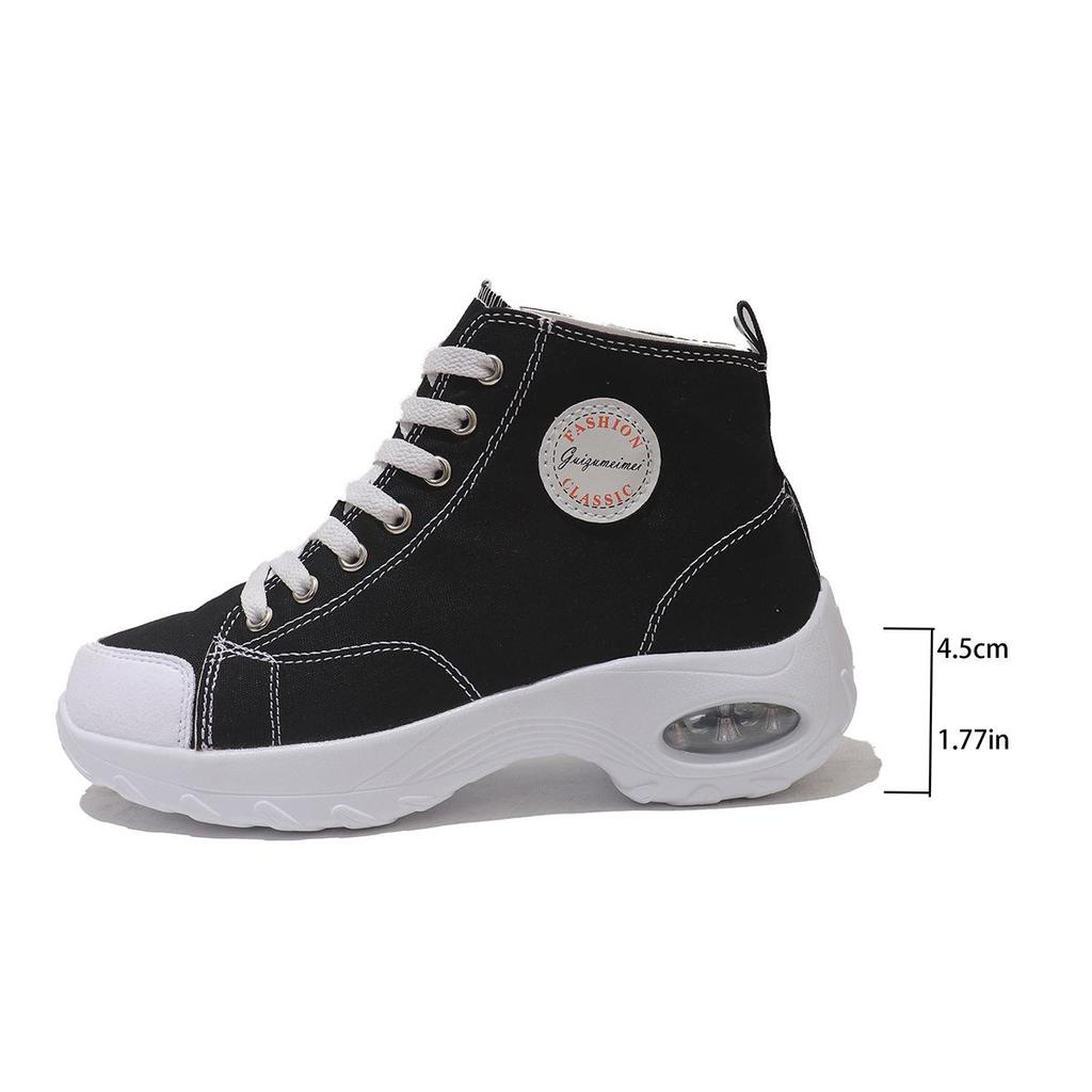 2024 New Style Women's Breathable High-Top Canvas Shoes: Elevate Your Height and Style with These Sports-inspired Sneakers.