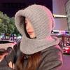Plush Soft Winter Beanie, Neck and Face Mask Comfortable Ear Protection One-piece Hat Scarf, Ladies Thick Warm Riding Hat