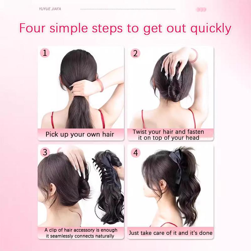 Парик с завитыми вверх волосами, завязанными в хвост, на заколке, женский синтетический парик с увеличенным объемом, подходит для повседневных встреч