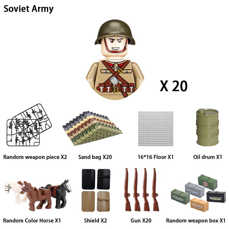 Нетоксичные 24 шт. Военные Фигурки Вторая Мировая Война Военный Продукт Фигурка Солдата Строительные Блоки Детский Праздничный Подарок Игрушки Подарки Забавные