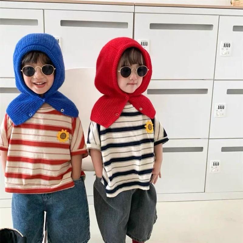 Осень и зима новый однотонный теплый с защитой ушей детская шапка однотонная для мальчиков и девочек ветрозащитная детская шерстяная вязаная шапка