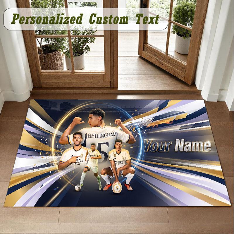 Crystal Velvet Square Rug Custom NameJude Bellingham Pattern Non Slip Home Floor Decor Rug
