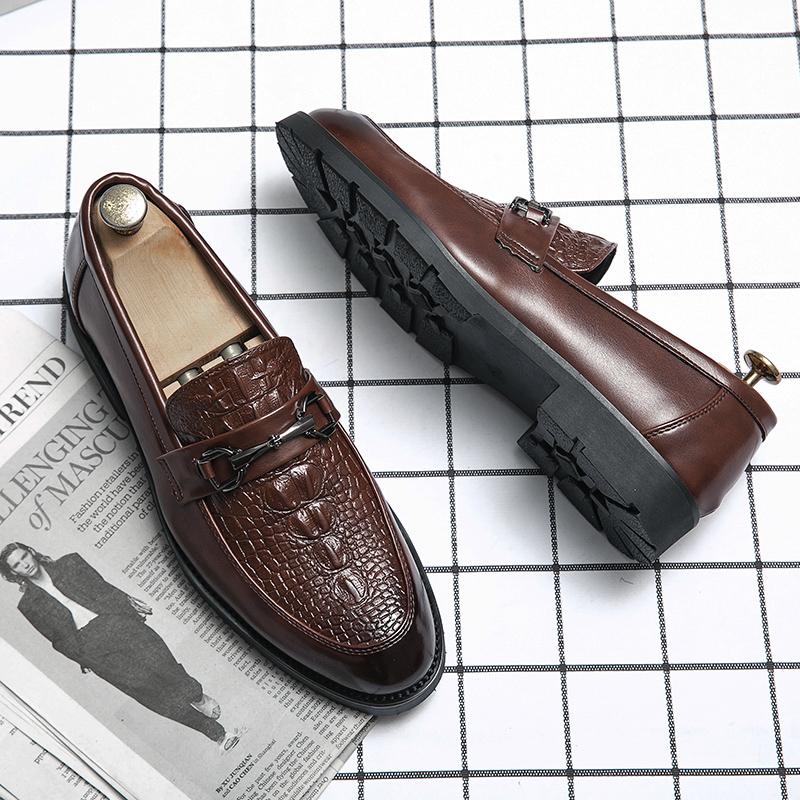 Модные высококачественные мужские туфли из натуральной кожи в стиле мягкого крокодила, черные коричневые мужские мокасины, модные брендовые мужские туфли на плоской подошве, удобные туфли для вождения