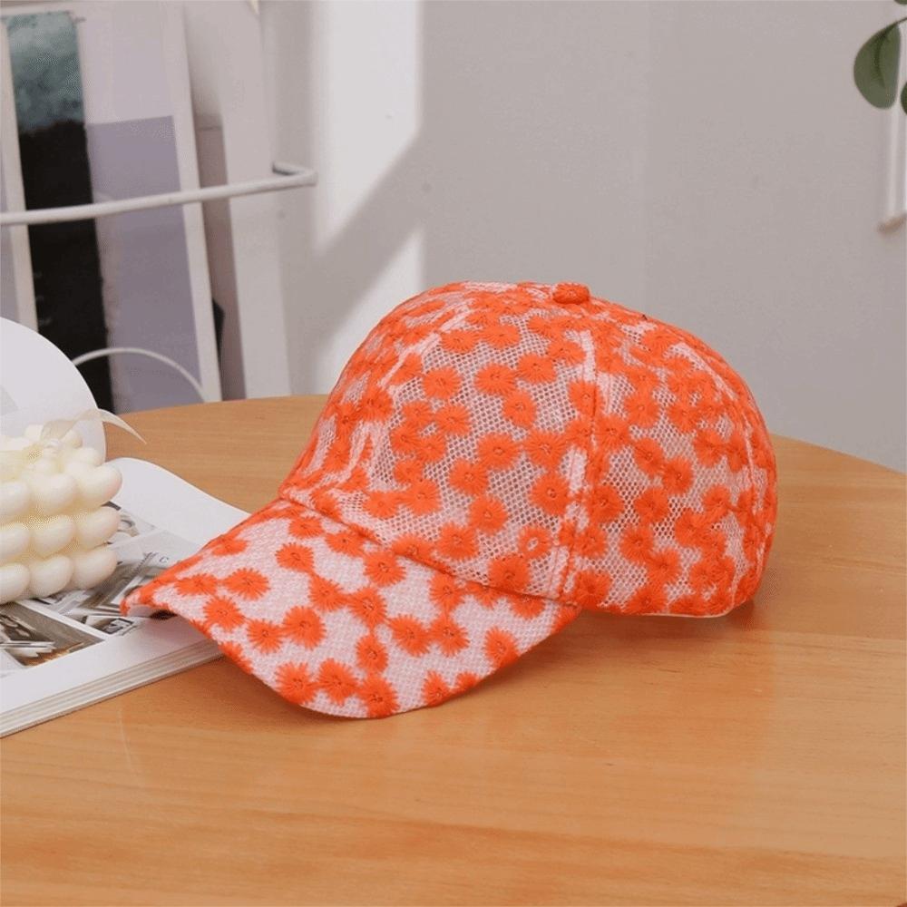 Adjustable Flower Baseball Cap Embroidered Mesh Peaked Hat Casual Visors Cap Outdoor