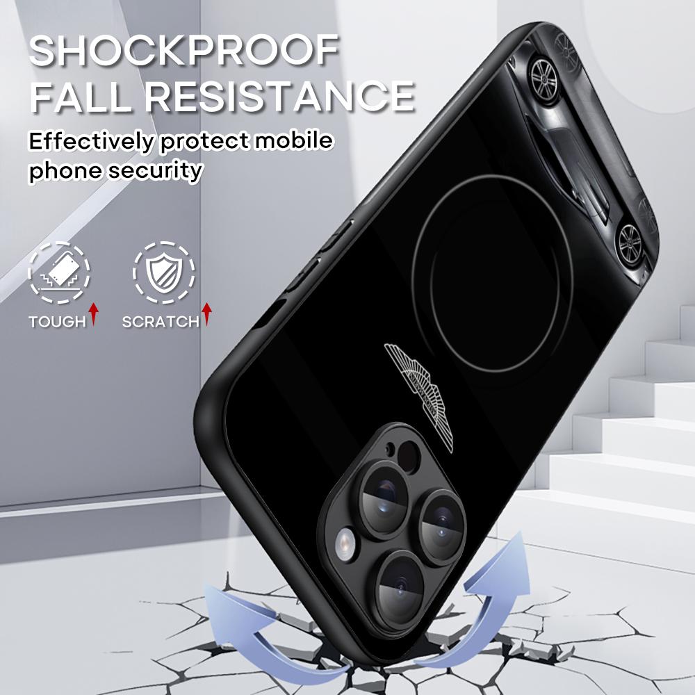 A-Aston M-artin логотип модный автомобильный логотип Чехол для телефона для iPhone 17 16 15 14 13 12 Plus Pro Max Высококачественный роскошный Magsafe Овечья кожа