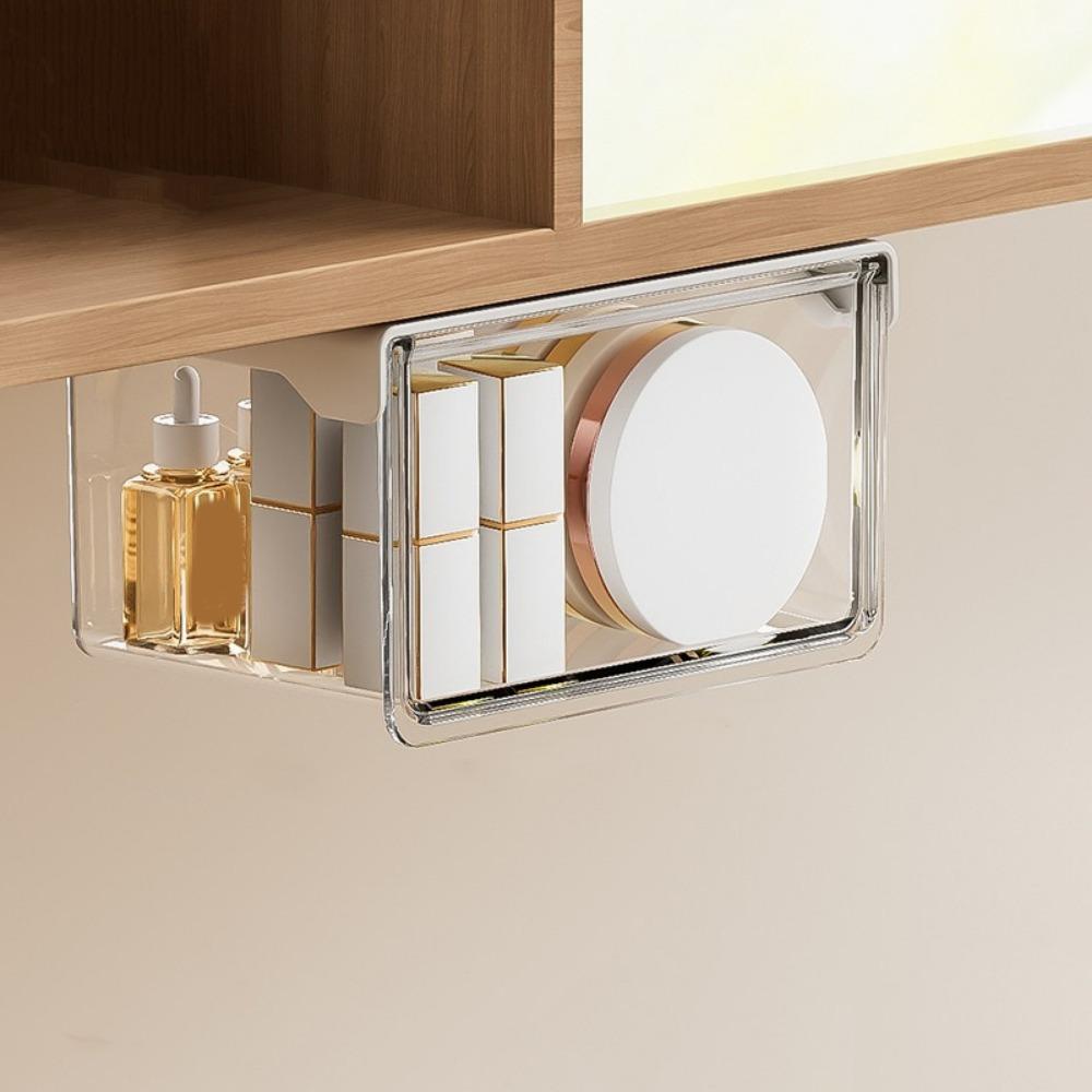 Plastic Under Desk Drawer Organizer Self Adhesive Qtip Holder for Swabs Floss