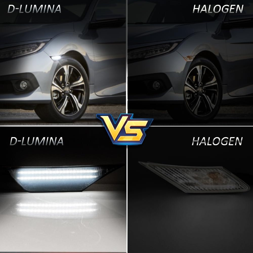 Светодиодные боковые габаритные огни D-Lumina, затемненный корпус, белый цвет, для Honda Civic 2016- 10-го поколения, седан, купе, хэтчбек, боковой габаритный огонь переднего бампера, крыла,