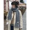 Simple Temperament Twist Knitted Long Scarf for Women Winter Warm and Fashionable Tassel Cloth Label Scarf