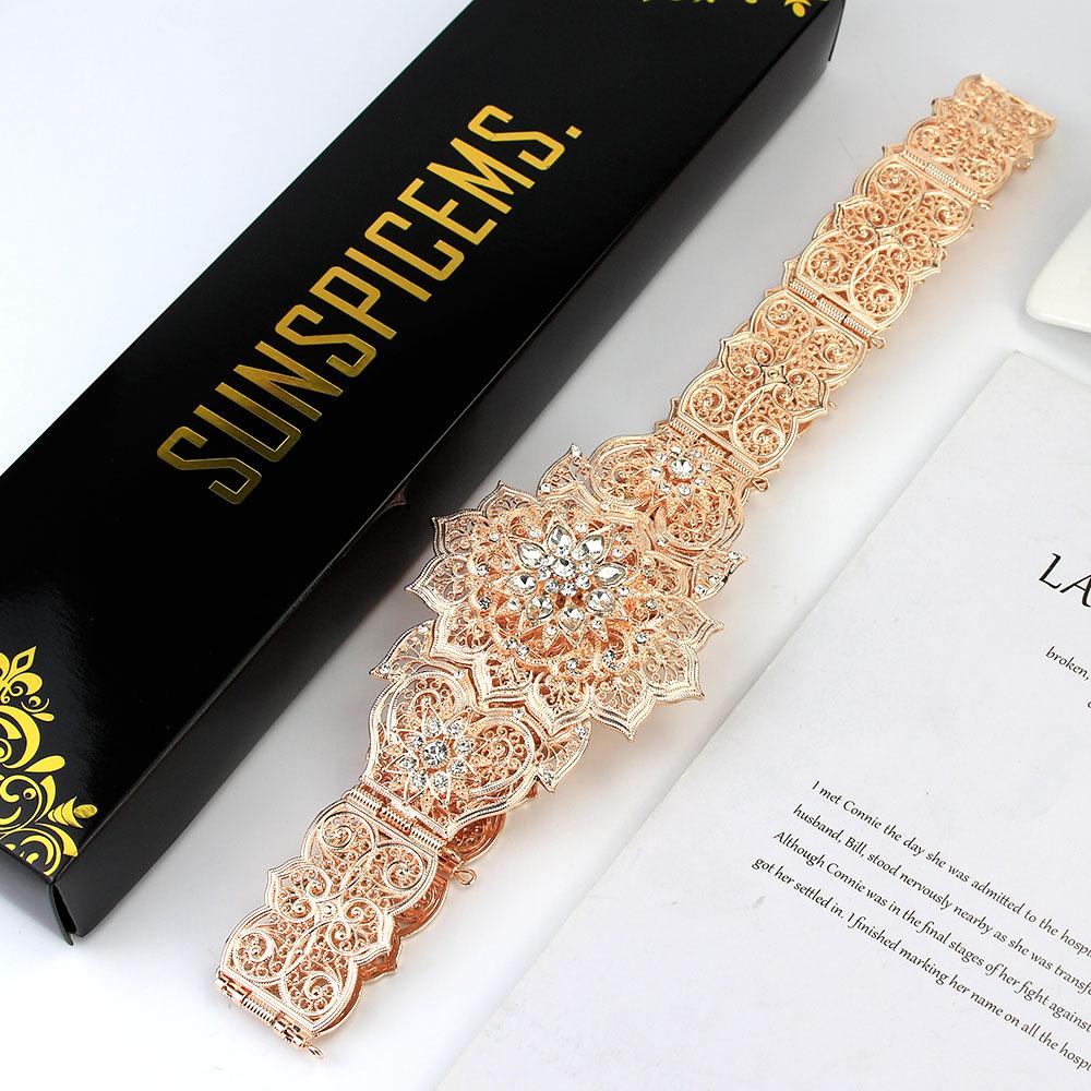 Fashion Dress Belt Crystal Wedding Jewelry Gold Color Metal Chain Link Length Adjustable