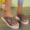 Fashion Snakeskin Pattern Wedge Sandals for Women Casual Pu Leather Platform Slippers Woman Summer Comfort Slip On Beach Sandalias Mujer