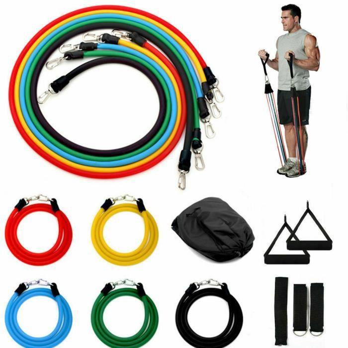 [Yezoos] Set de 11 bandes de résistance pour exercices de fitness, yoga, pilates et entraînement abs