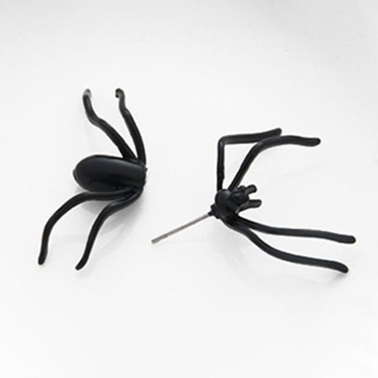 1 шт., черные серьги-гвоздики в форме паука, пластиковые 3D жуткие черные серьги-гвоздики, вечерние украшения