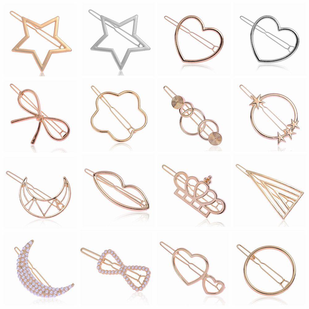 Hair Styling Barrettes Metal Hairclips Star Heart Hair Pins Knot Hair Clip Geometric Hairpins
