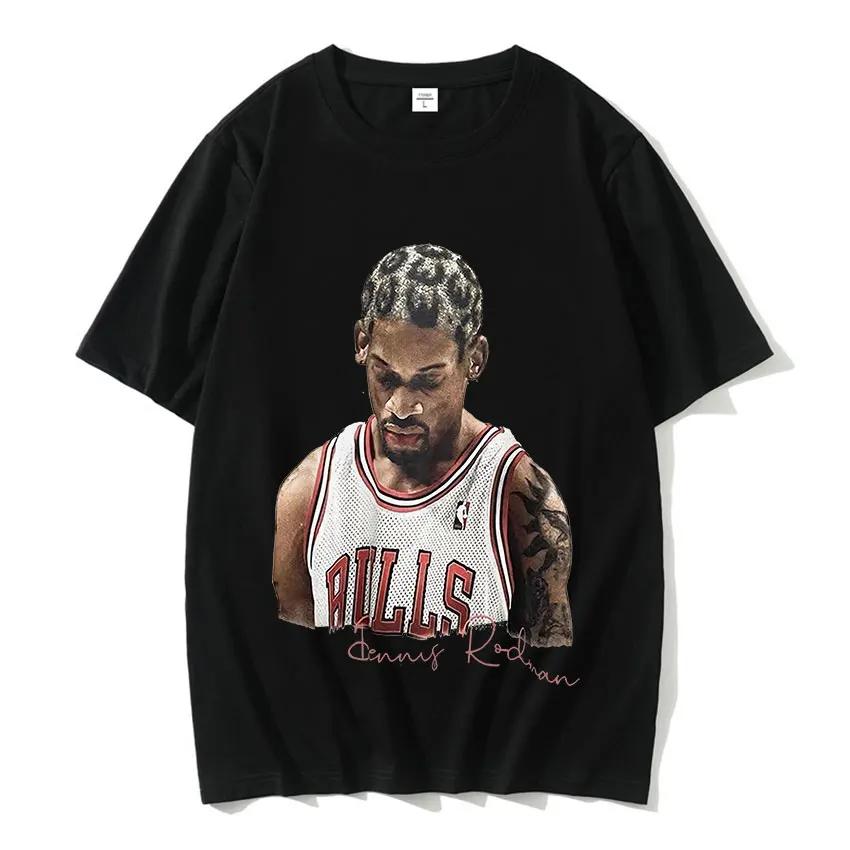 Футболка Hot Basketball Boys The Worm Dennis Rodman Graphic Tee Shirt Men's Hip Hop Fashion Punk Streetwear Male Summer Oversized T Shirt