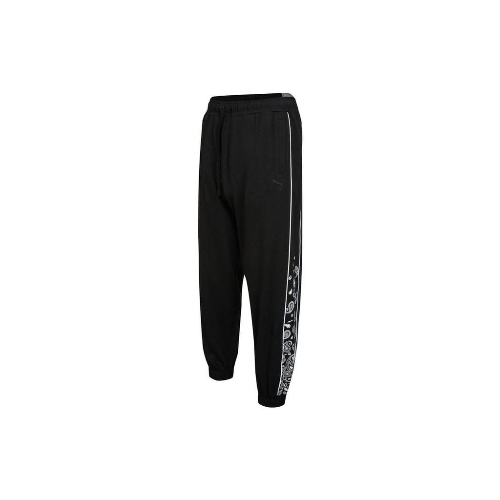 Puma Спортивные брюки с однотонным полосатым принтом, штаны унисекс, черные 539524-01