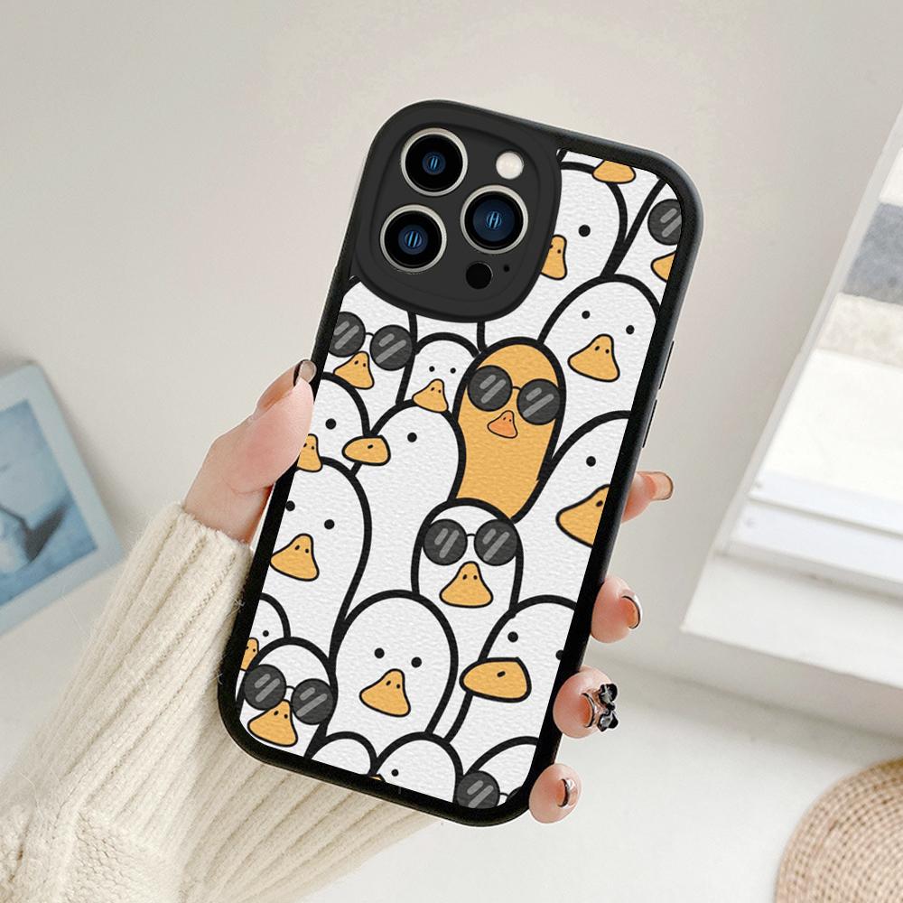Чехол для телефона с масляной живописью и мультяшной уткой для Iphone 14 13 11 12 Pro MAX 13 12 MiNi 7 8plus 14 13 11PRO X XS 12 11 XR Чехлы из овечьей кожи