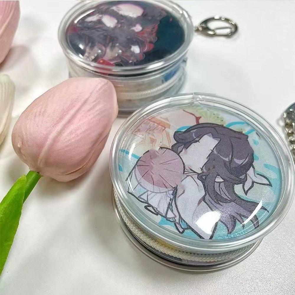 With Keyring Round Badge Storage Pouch Protection Case Clear Outdoor Bag Backpack Decor