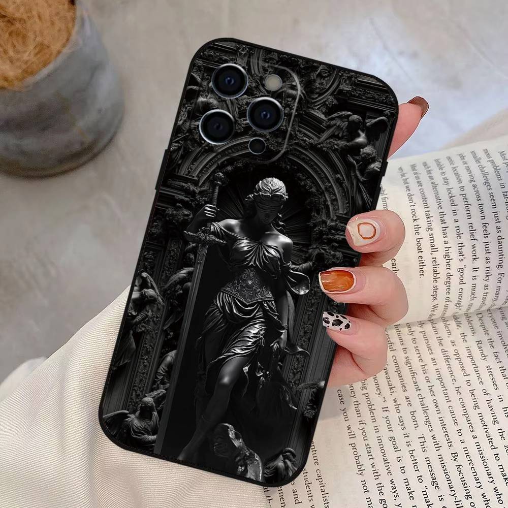 Чехол для телефона с древнегреческими статуями Для iPhone 17,16,15,14,13,12,11 Plus,Pro Max,XS,Мягкий силиконовый черный чехол