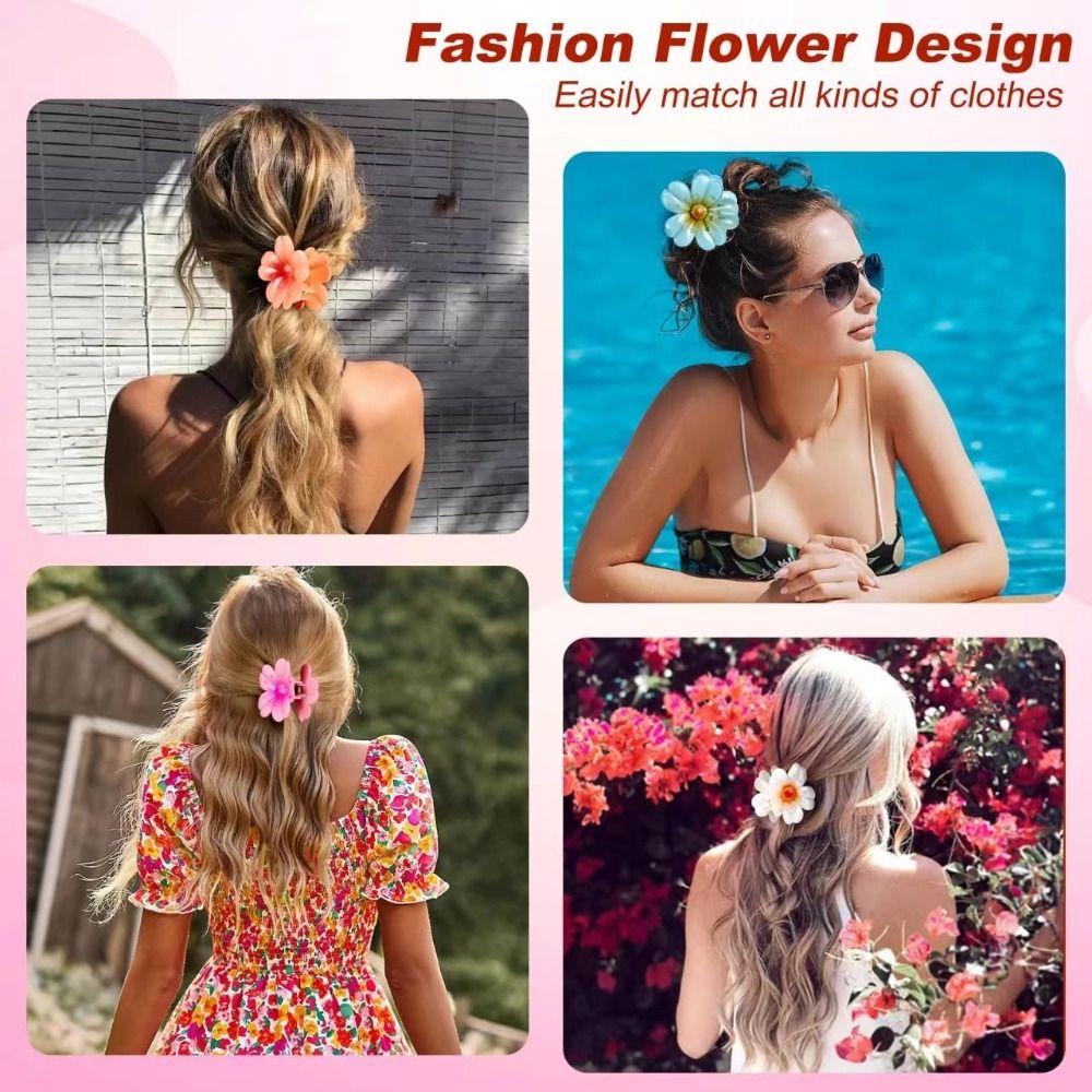 Большие заколки-крабы для волос с цветком, нескользящие, большие заколки-крабы, аксессуары для волос для густых тонких волос