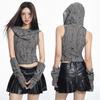 Women's Slim Fit Casual Hooded Vest with Oversleeve Cool Girls' Top