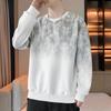 Men's Sweatshirt Casual Pullover Round Neck Long Sleeve T-shirt Contrasting Color Fashion Top