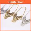 Carved Vintage Alloy Necklace With Embedded Rhinestones Decor Tassel Design