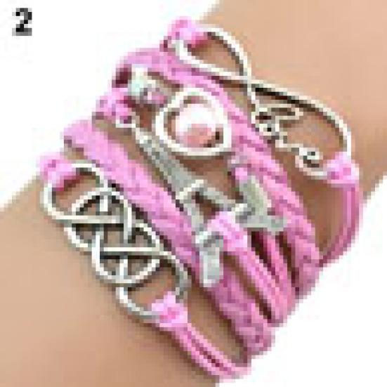 Женский браслет-манжета с Эйфелевой башней, многослойный, из искусственной кожи, браслет-цепочка ADM